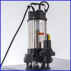 1.5 kw Submersible Sewage Dirty Water Pump 72' Lift Septic Sump Pump 2850r/Min