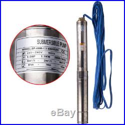 1.5HP 1.1KW Borehole Deep Well Water Submersible Pump 50Hz 220-240V 12-81M