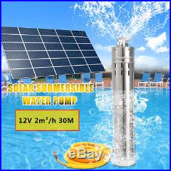 100FT 2m3/H Solar Powered 3500r/m Water Well Pump Farm&Garden Submersible +Cable