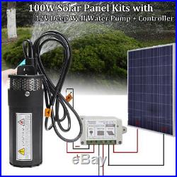 100W Solar Panel+12V Submersible Water Pump Deep Well +15A Charge Controller Kit