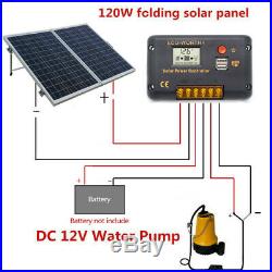120W Folding Solar Panel &DC12V Solar Powered Water Pump for Watering/Irrigation