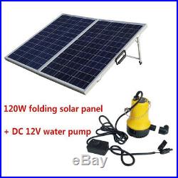 120W Poly Folding Solar Panel&DC12V Solar Power Submersible Portable Water Pump