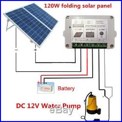 120W Poly Folding Solar Panel&DC12V Solar Power Submersible Portable Water Pump