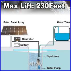 120W Solar Panel 12V Deep Well Submersible Water Pump System 230ft Lift & 3.2GPM