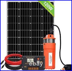 120W Solar Powered Panel &12V DC Deep Well Submersible Solar Water Pump