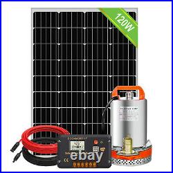 120W solar panel+12V DC submersible pump for irrigation, Solar water pump system