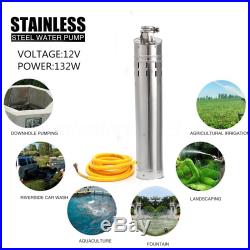 12V DC 132W Solar Submersible Water Pump Stainless Steel 3m3/hour 10M Head Deep