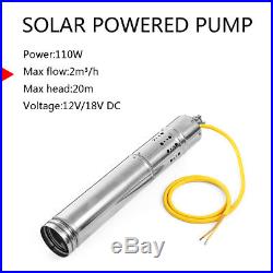 12V DC 2m³/H Solar Powered Water Pump Submersible Bore Hole Deep Well 20m Life