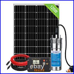 12V Deep Well Submersible Water Pump System 120W Solar Panel Kits & Solar Pump