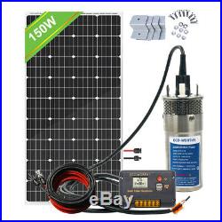 12V Solar Panel Deep Well Submersible Water Pump System Remote Water Intake