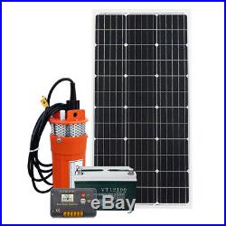 12V Submersible Deep Well Bore Water Pump+100W Solar Panel +Controller+Battery