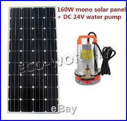 160W Mono Solar Panel with DC Submersible Water Pump Kit for Pisciculture Washing
