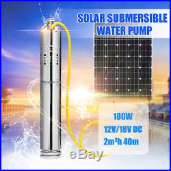 180W 2m³/H Solar Water Powered Pump Submersible Bore Hole Pond Deep Well Pump