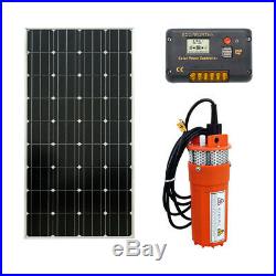 195W Solar Panels Bore Pump Kit12V Submersible Water Pump Watering +Solar Panel