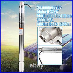 2 Deep Well Borehole Submersible Pump Clean Water 370W 55m Head StainlessSteel