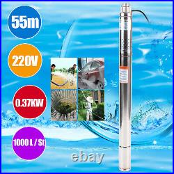 2 Deep Well Borehole Submersible Pump Clean Water 370W 55m Head StainlessSteel