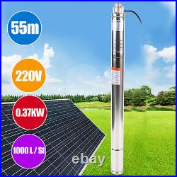 2 Deep Well Borehole Submersible Pump Clean Water 370W 55m Head StainlessSteel