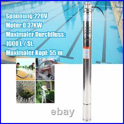 2 Deep Well Borehole Submersible Pump Clean Water 370W 55m Head StainlessSteel