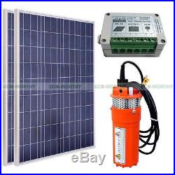 2 PCs 100W Poly Solar Panel Module 24V Submersible Water Deep Well Pump Watering