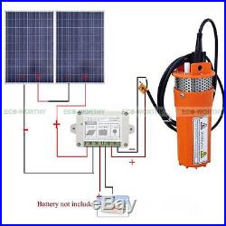 2 PCs 100W Poly Solar Panel Module 24V Submersible Water Deep Well Pump Watering