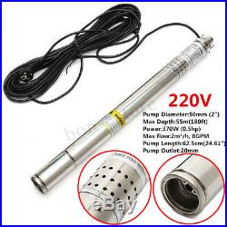 220V 370W 50mm Submersible Bore 0.5 HP Water Pump Deep Well 220V 180ft 8GPM