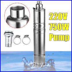 220V 750W Submersible Bore Deep Well Water Pump 75M Lift 4000L/H Stainless Steel