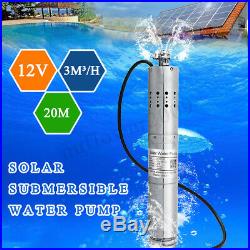 240W 20M 3m³/h Farm Solar Powered Water Pump Submersible Bore Hole Deep Well 12V