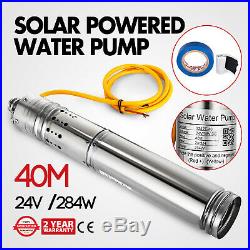 24V/36V DC 40M 2m³/h 284w Steel Submersible Deep Well Solar Water Pump