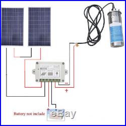 24V Deep Well Stainless DC Water Pump+2 100W Poly Solar Panel +15A Controller