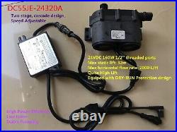 24V Power Adjustable Brushless DC Water Pump DC55JE-24320A 160W High 32m 2000L/H