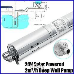 24V Solar Water Pump 40m Deep Well Solar Submersible Pump Steel Machine 2m³/h