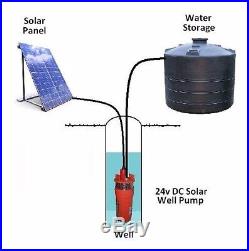 24V Submersible Deep DC Solar Well Water Pump, Solar, battery, alternate energy