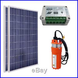 24V Submersible Pond Pump Water Pump & 2pcs 100W Poly Solar Panel for Farm Home