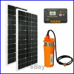 24V Submersible Pond Pump Well Water Pump & 200W Solar Panel Kit for Farm Home