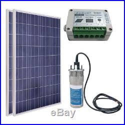 2PCS 100W Poly Solar Panel+24V Deep Well Submersible Water Pump+15A Controller