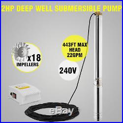 2hp Stainless Steel Submersible Deep Well Pump Under Water 443 Ft 240v