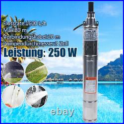 3 1600 l/h Farm Electric Water Pump Submersible Deep Well Irrigation Pump 250W