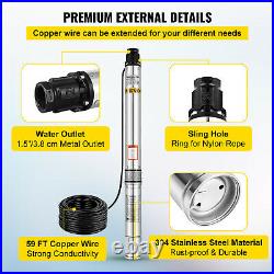 4 0.8KW Borehole Deep Well Submersible Water Pump For Home Garden With Cable 18m