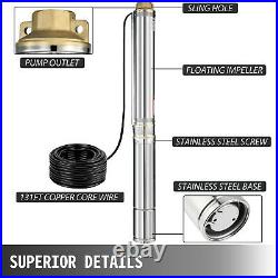 4 1.5KW 230V Deep Well Submersible Water Pump Stainless Steel With 40m Cable