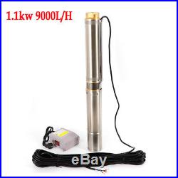 4 1100W 9000L/H Submersible Deep Well Borehole Water Pump 1.5'' Water Outlet