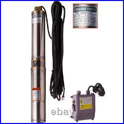 4 370W Borehole Deep Well Submersible Water Pump + 20m cable Max 45m Head