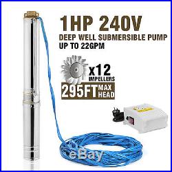 4'' Borehole Deep Well Submersible Pump 750W Electric 5 m³/h Water Pump ON SALE