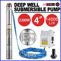 4 SUBMERSIBLE BOREHOLE DEEP WELL WATER PUMP 70m 230V 2.2kW LONG LIFE