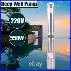 550W 3.8 Stainless Steel Deep Well Pump Submersible Water Pump Fit Garden Pond