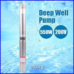 550W 3.8 Stainless Steel Deep Well Pump Submersible Water Pump Fit Garden Pond