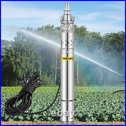 750W Borehole Deep Well Submersible Water Pump 8.8GPM Max Head 574FT 49FT Cable
