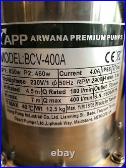 Arwana Premium Submersible Sewage/ Water. Pump BCV-400A, 230V