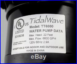 Atlantic TidalWave3 TT6000 Submersible Pump (Pond & Fountain Water Pump)