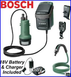 Bosch GardenPump 18 v Cordless Water Butt Submersible Pump + Battery & Charger