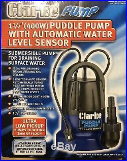 CLARKE SUBMERSIBLE PUDDLE PUMP FOR DRAINING SURFACE WATER PSP125B 4 m of 1 hose